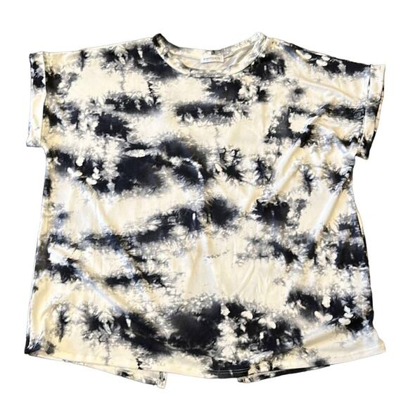 Lovelyn First Love Black White Tie Dye Crew Neck Tee - SUPER SOFT! Plus Size 2X - Picture 1 of 7